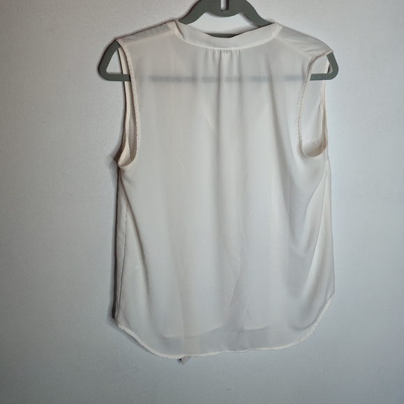 J. Crew Factory women's Button Front Tie Neck Ivory Blouse tank size S - Picture 4 of 6